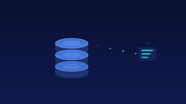 Animated Database cylinders queries flowing electric cloud loop