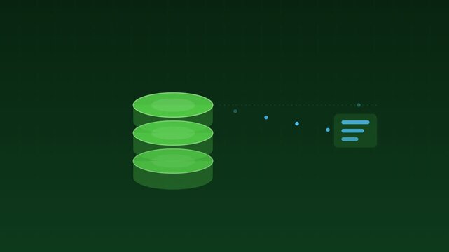Animated Database cylinders queries flowing spring cloud loop