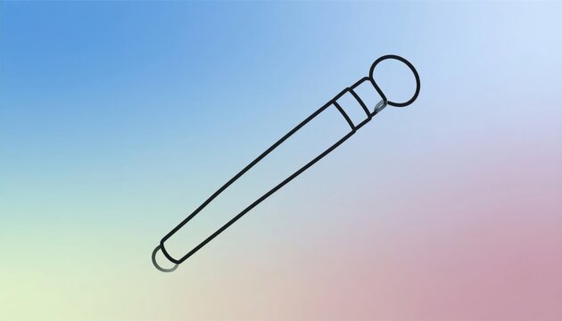 Minimalist line art illustration of a beauty cosmetic makeup brush or applicator with a rounded tip designed for transparent backgrounds