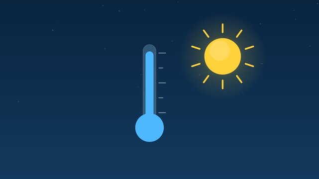 Animated Thermometer temperature rising falling skyblue weather loop