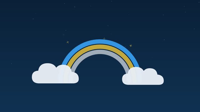 Animated Rainbow arc drawing clouds sky weather concept loop