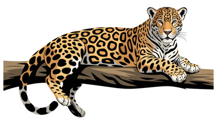 Naklejka premium Beautiful leopard resting on a tree branch in natural forest setting Vector