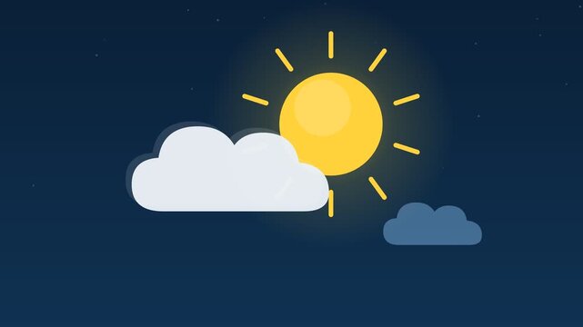Animated Partly cloudy sun behind cloud sky weather loop