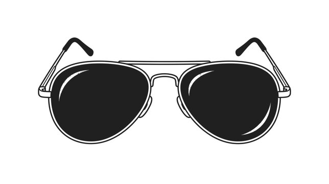 Aviator Sunglasses, Classic Metal Frame, Dark Lenses, Isolated on White Background