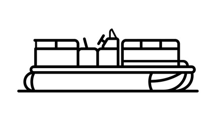 Pontoon Boat Outline Icon Vector Art Illustration © Tuku