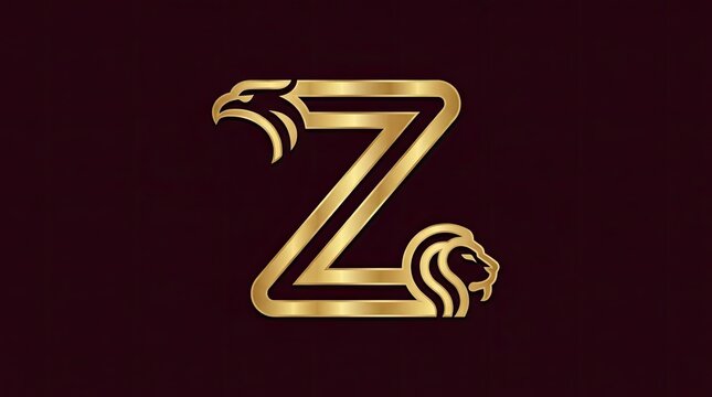 Golden letter Z logo with lion and eagle.