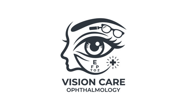 Vision Care Ophthalmology Logo - Eye Health and Optometry Symbol