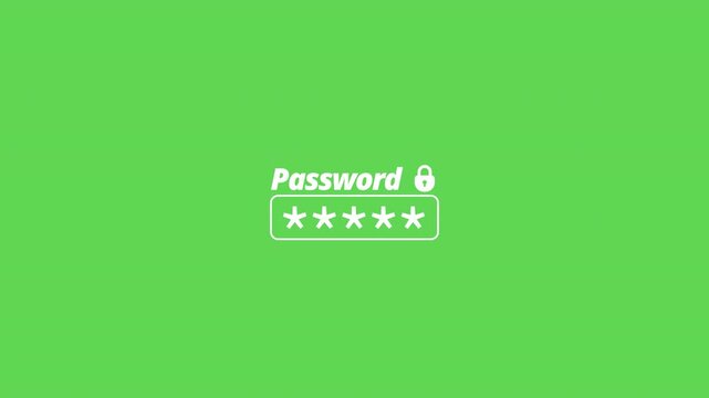 Password input field typing animation on transparent background, Enter password on PC animation on transparent background in 4k.