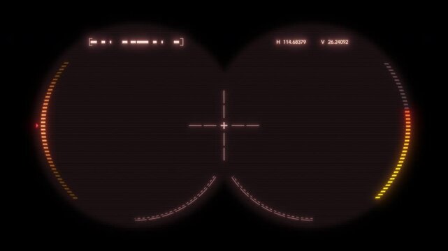 A sci-fi movie-style binocular GUI that glows orange and loops, featuring an alpha channel video scope HUD