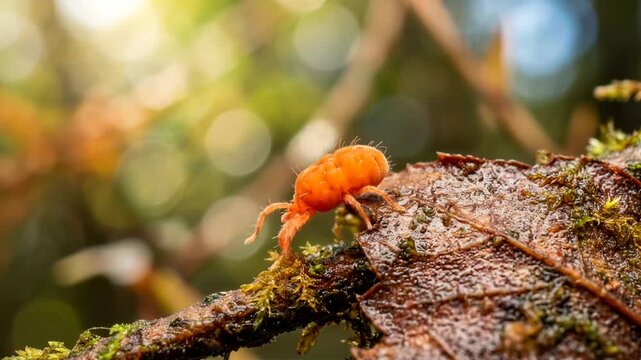 chigger close up at beautiful light in amazon rainforest brazil