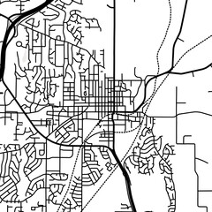 Obraz premium Symbol Map of the City Liberty (Missouri, USA) showing the city center with a simple road network of black lines