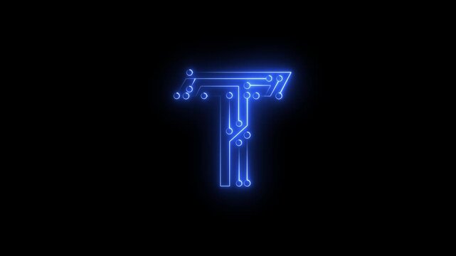 T letter logo design for Ai transformation, automated technology in circuit electric line typographic innovation tech. Logo Reveal, Branding, Circuit Board, Semiconductor, Neural Network,