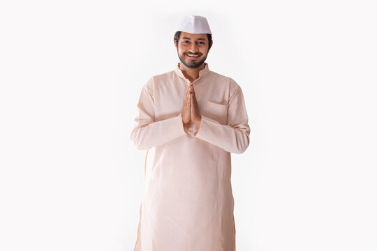 Portrait of a Maharashtrian man greeting