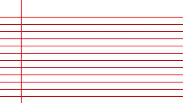 Blank white worksheet exercise book, lined notebook paper, blank page icon Blank Lined Notebook Paper Animation on Transparent Background 4K Motion Graphics.