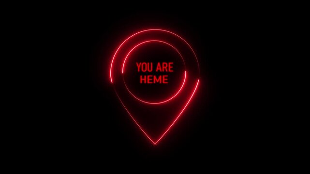 you are here sign icon mark location pointer pin. marker and pointer icon. location indicator. GPS, Map Pin, Location Marker, Navigation, UI Icon Motion Graphics, black background.