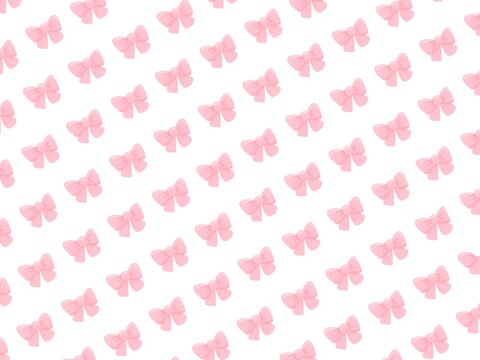 白バックに可愛いピンクのリボン模様の背景素材ラスト