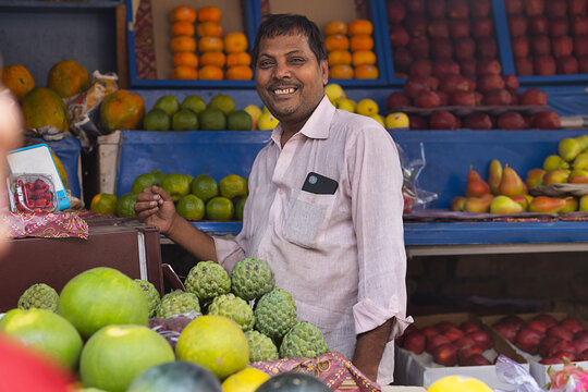 Fruit vendour Selling Fruits at the Market