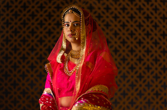 Portrait of Rajput woman in traditional outfit