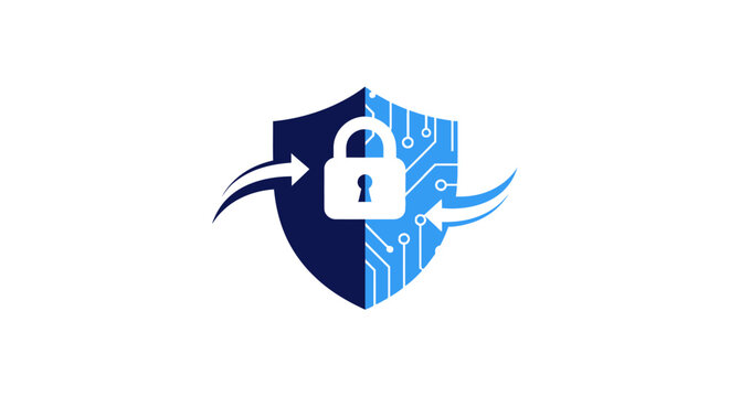 Digital Security Shield with Lock Icon.