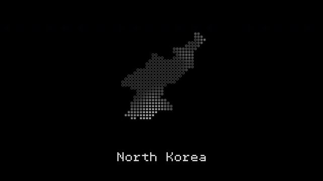 North korea country map digital display animation