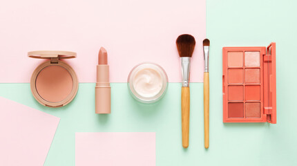 Naklejka premium Cosmetic Products Flat Lay