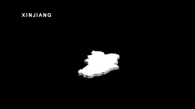 Xinjiang autonomous region of china rotating 3d map