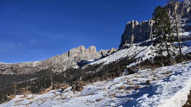 Beauty and fun at the foot of the Catinaccio. The Dolomites in winter.