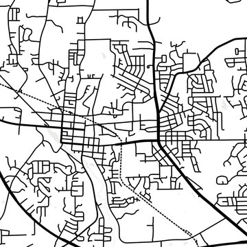 Symbol Map of the City Prattville (Alabama, USA) showing the city center with a simple road network of black lines