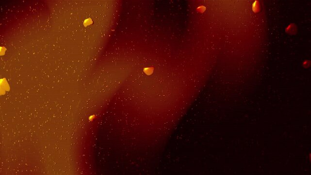 Yellow organic particles forming a dark amber nebulous backdrop with bright golden sparks and celestial dust  ideal for surreal backgrounds or cosmic designs.