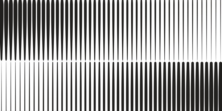Black line halftone gradient strips. Fading stripe gradation background. Repeating linear pattern backdrop. Parallel lines wallpaper for overlay, print, cover. Vector Doppler effect concept