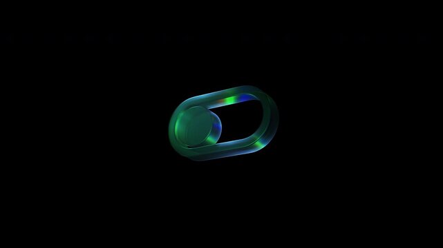 Abstract green glass slider button rotating