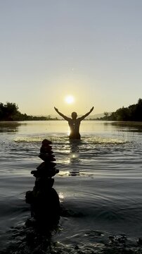 Awakening at Sunrise: Cinematic Water Splash with Zen Stones