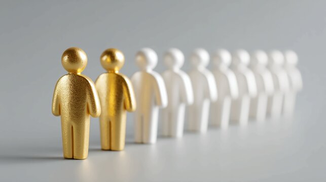 Stand out from the crowd with innovative gold figures leading the way, conveying success, achievement, and leadership in a modern and professional context