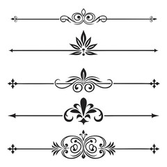 Elegant black vintage ornamental dividers and separators for design decoration and page layout elements elegant floral flourish elements for graphic design. © felesa11