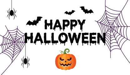 Halloween greeting design with pumpkin bats and spiders © zrgraphicstore