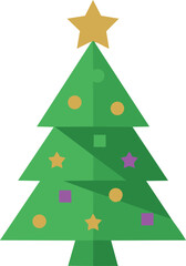 Obraz premium Decorated Christmas Tree Flat Vector Illustration