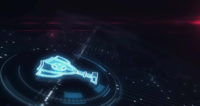 Trophy gaming esports competition award symbol digital abstract 3d concept. Finger touch screen. Cyber technology and network background. Man pushes computer display.