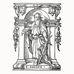 Fototapeta premium Saint Paul the Apostle with Sword and Book in an Ornate Renaissance Frame