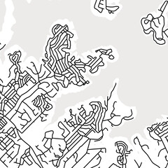 Obraz premium Symbol Map of the City Canyon Lake (Texas, USA) showing the city center with a simple road network of black lines