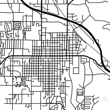 Symbol Map of the City Bozeman (Montana, USA) showing the city center with a simple road network of black lines