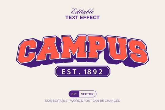 Campus 3D Curved Editable Text Effect