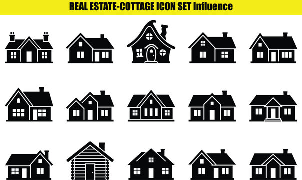 Collection of house shapes with varying rooflines and window arrangements two tone style shape cottage dwelling gable roof hip mansard dormer roofline