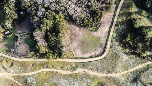 Aerial drone view of Taillees beach, near Bretignolles sur mer, Vendee, France