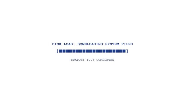 Progress bar animation showing disk load system files downloading with increasing blue blocks on a simple white background video footage
