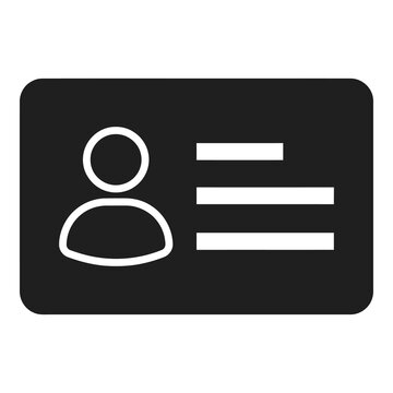 Simple black and white icon of a user id card online profile icon