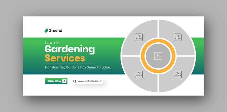 Lawn and gardening services social media facebook cover web banner design