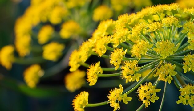 Cypress Spurge Euphorbia Cyparissias Yellow Flowers Closeup Selective Focus