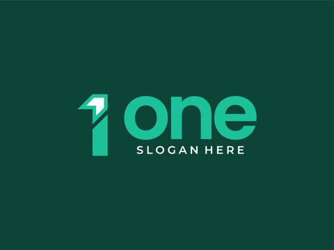 Number 1 Progress Arrow Positive Growth Upward Innovation Modern Vector Logo Design Illustration
