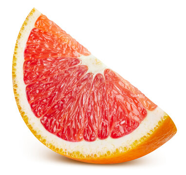 Organic Sicilian red orange slice for product design. Orange isolated white background