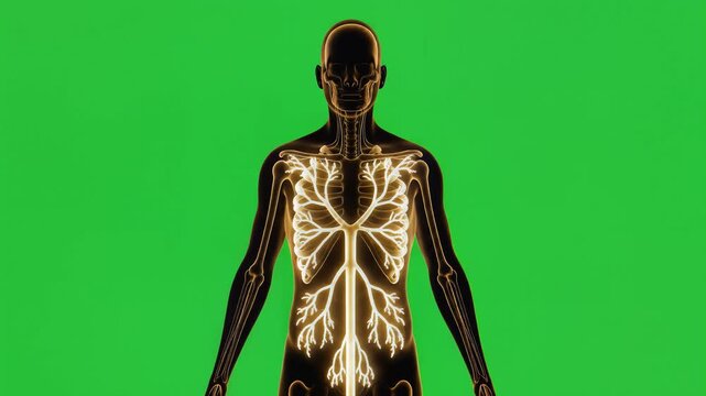 Glowing energy tree silhouette on green background